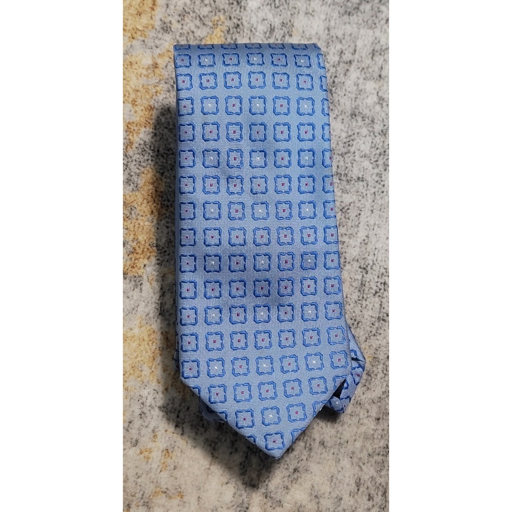 Charles Tyrwhitt Men's Light Blue Geometric Print 100% Silk‎ Tie 3 - 1/4 Inch